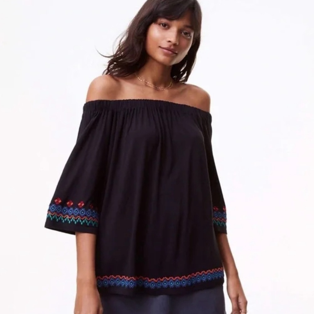 Loft Embroidered Off The Shoulder Top